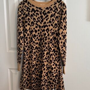 Loft Leopard Print Long Sleeve Dress NWT Size XS